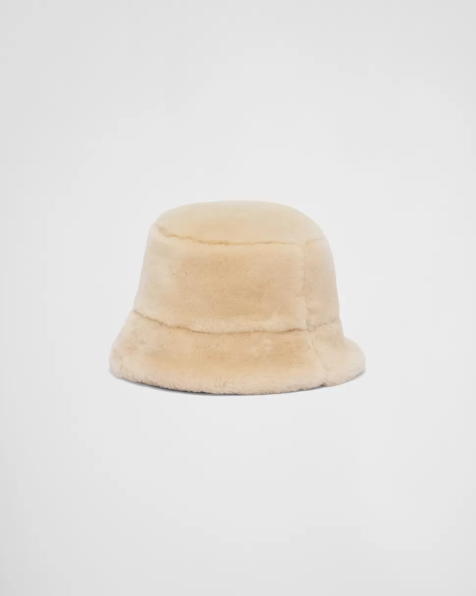 Prada Sombrero Tipo Pescador De Piel Vuelta^Mujer SOMBREROS Y GUANTES