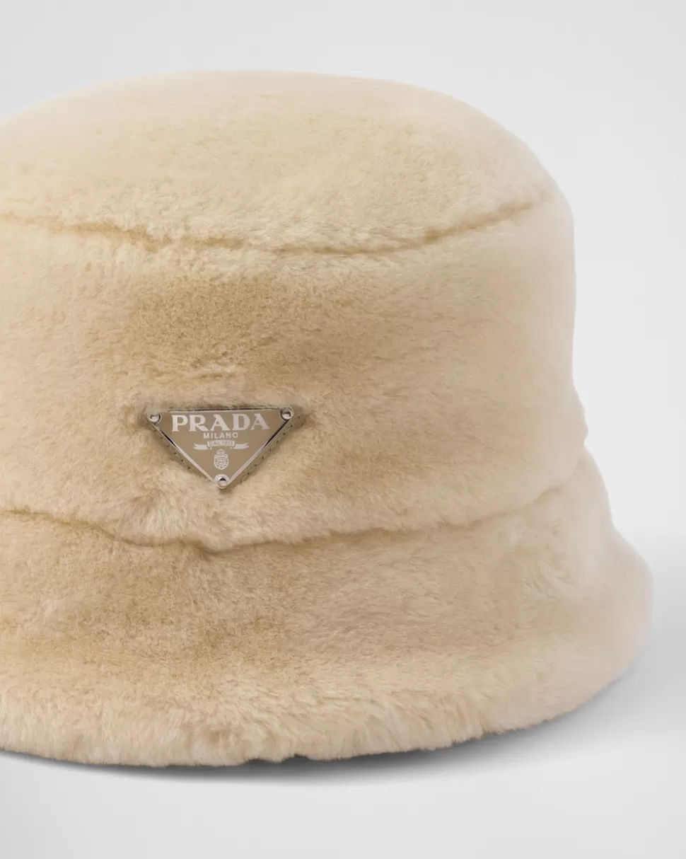 Prada Sombrero Tipo Pescador De Piel Vuelta^Mujer SOMBREROS Y GUANTES