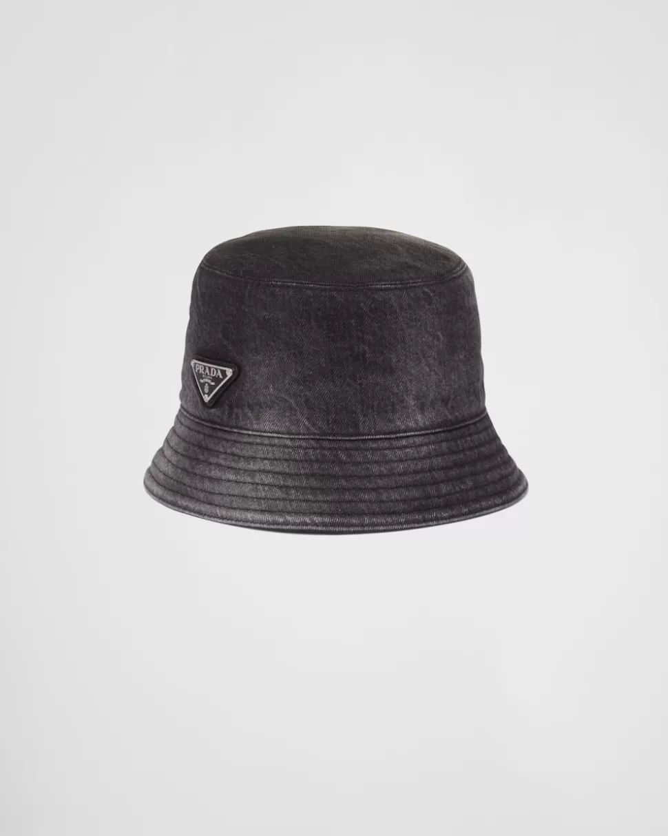 Prada Sombrero Tipo Pescador De Tejido Vaquero^Mujer SOMBREROS Y GUANTES