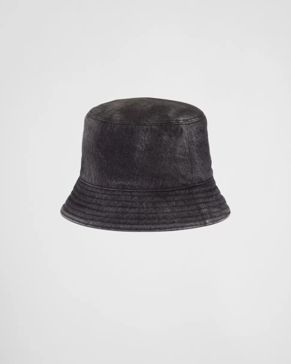 Prada Sombrero Tipo Pescador De Tejido Vaquero^Mujer SOMBREROS Y GUANTES