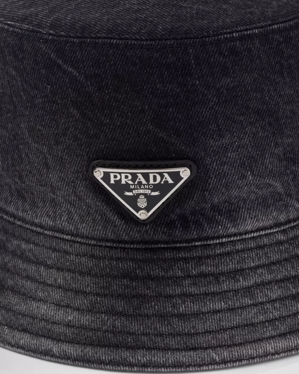 Prada Sombrero Tipo Pescador De Tejido Vaquero^Mujer SOMBREROS Y GUANTES