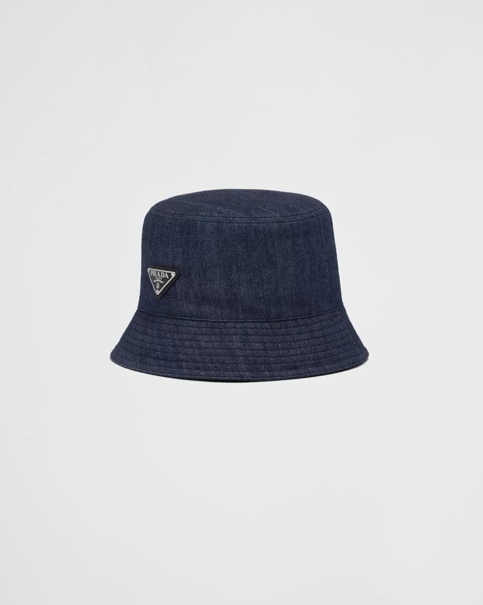 Prada Sombrero Tipo Pescador De Tejido Vaquero^Mujer SOMBREROS Y GUANTES