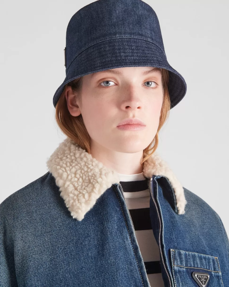 Prada Sombrero Tipo Pescador De Tejido Vaquero^Mujer SOMBREROS Y GUANTES