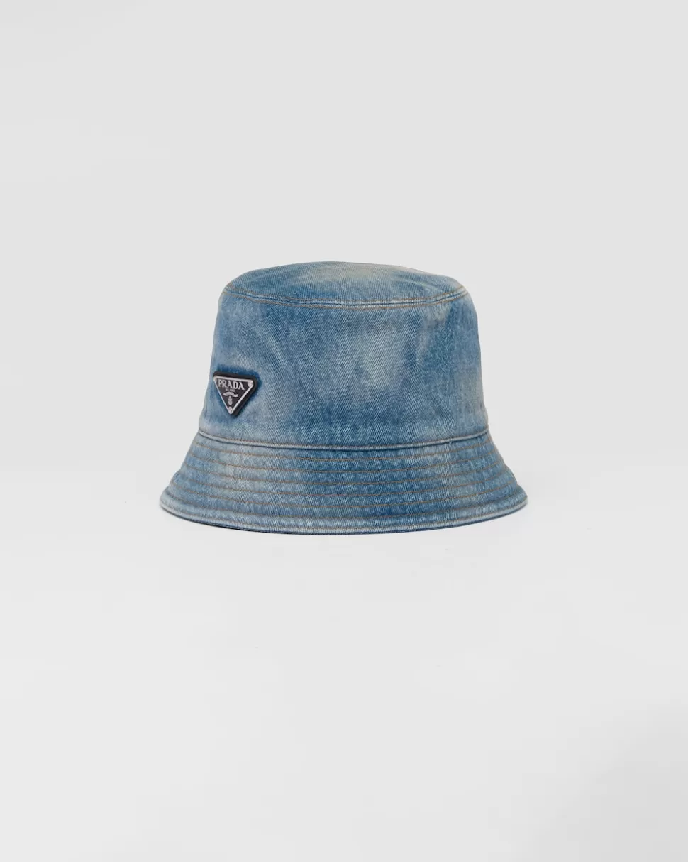 Prada Sombrero Tipo Pescador De Tejido Vaquero^Mujer SOMBREROS Y GUANTES