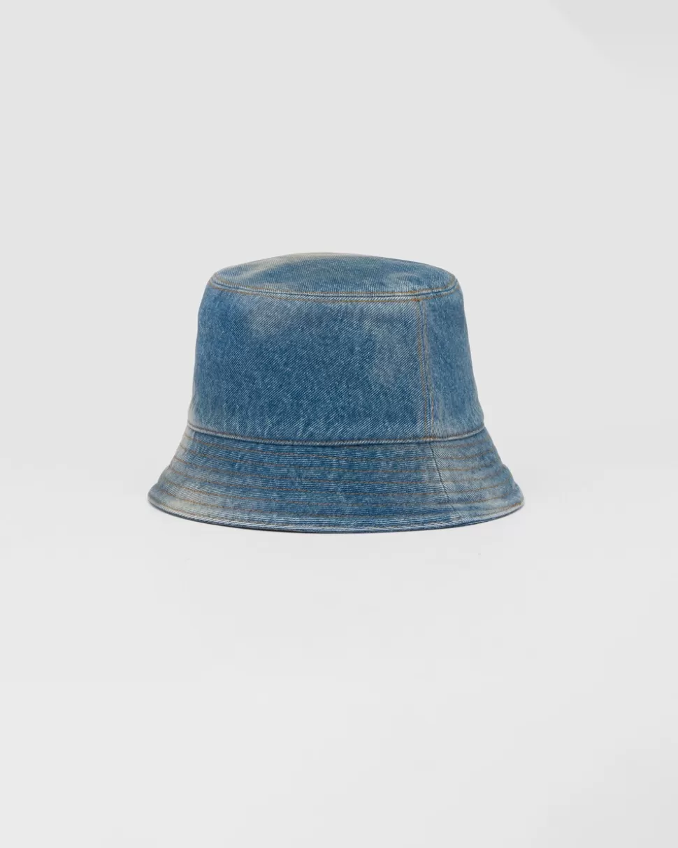 Prada Sombrero Tipo Pescador De Tejido Vaquero^Mujer SOMBREROS Y GUANTES