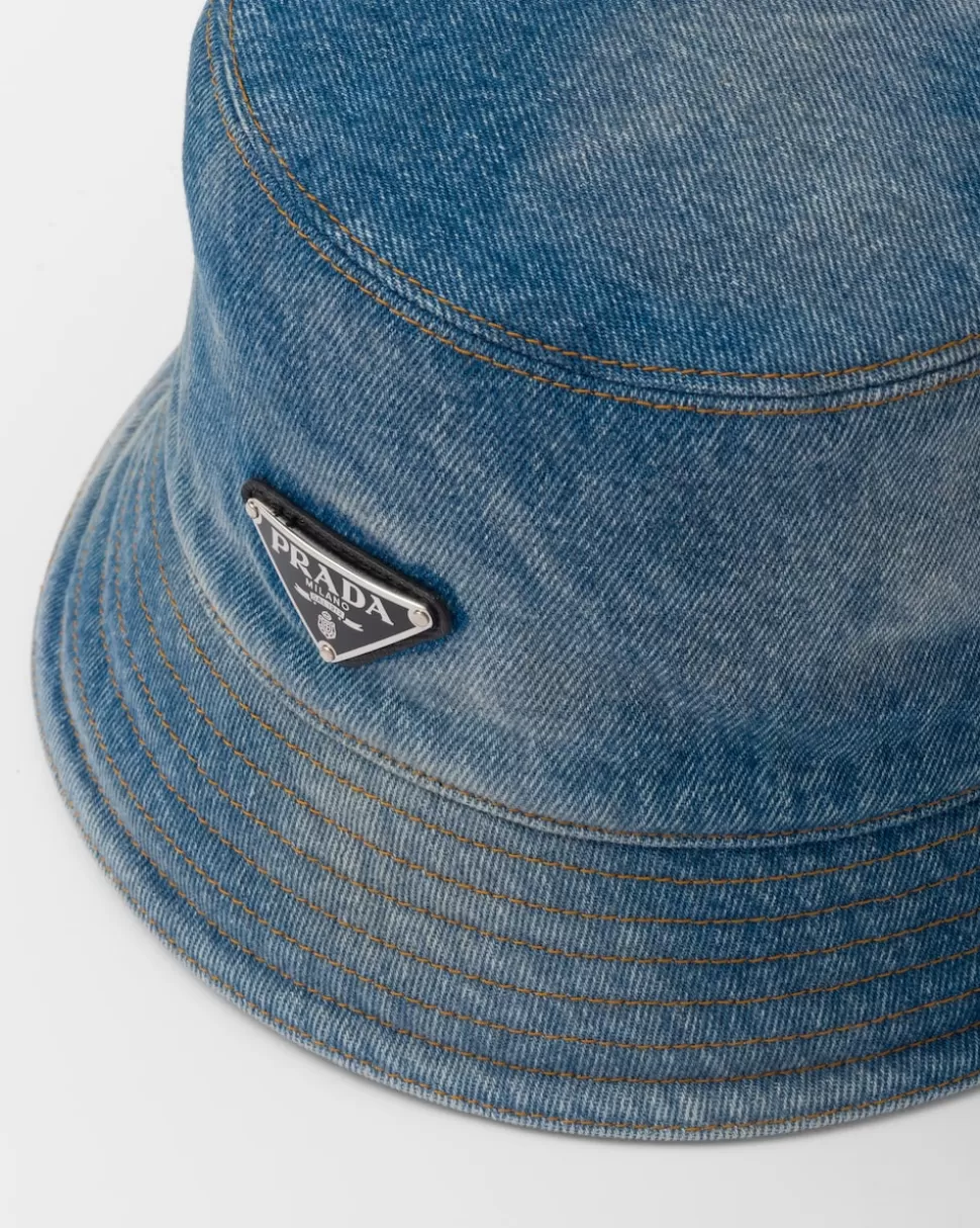 Prada Sombrero Tipo Pescador De Tejido Vaquero^Mujer SOMBREROS Y GUANTES