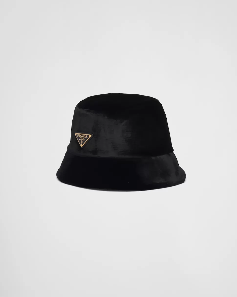 Prada Sombrero Tipo Pescador De Terciopelo^Mujer SOMBREROS Y GUANTES