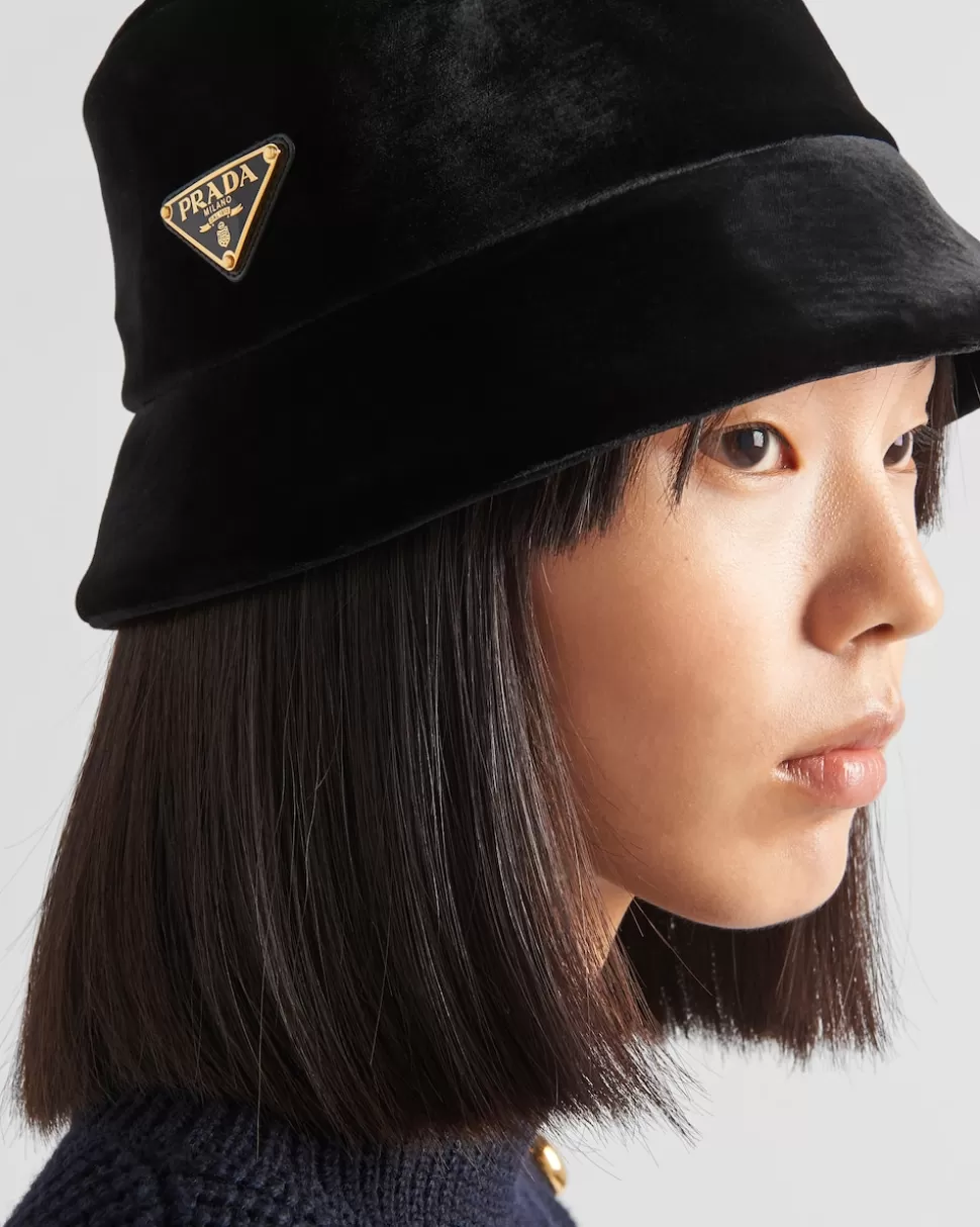 Prada Sombrero Tipo Pescador De Terciopelo^Mujer SOMBREROS Y GUANTES