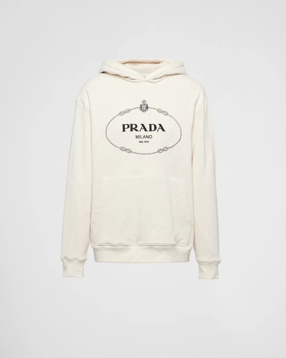 Prada Sudadera Con Capucha De Felpa De Algodón^Hombre ROPA DEPORTIVA Y SUDADERAS