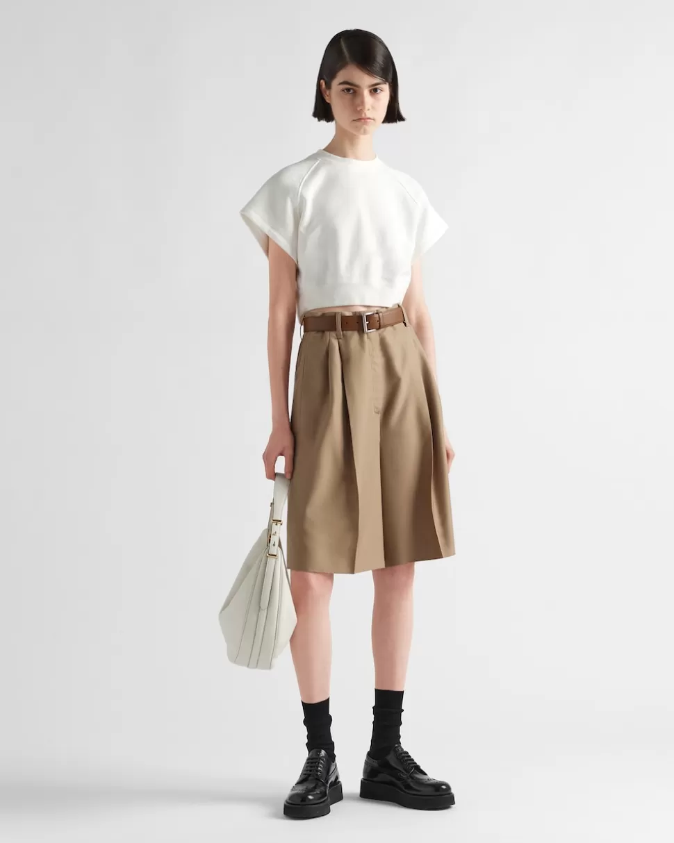 Prada Sudadera De Felpa De Algodón De Manga Corta^Mujer CAMISETAS Y SUDADERAS