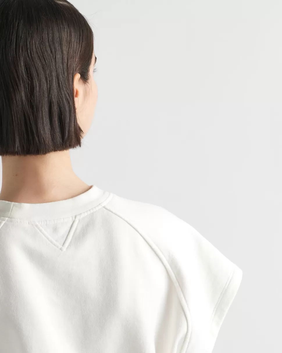 Prada Sudadera De Felpa De Algodón De Manga Corta^Mujer CAMISETAS Y SUDADERAS