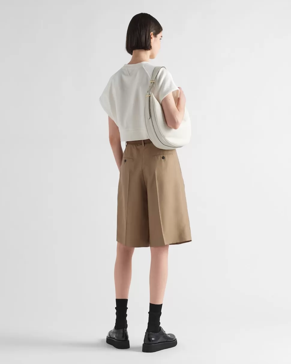 Prada Sudadera De Felpa De Algodón De Manga Corta^Mujer CAMISETAS Y SUDADERAS