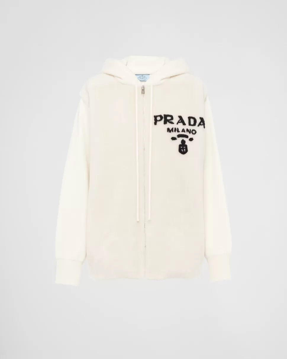 Prada Sudadera Holgada De Cachemir Y Piel Vuelta^Mujer TEJIDOS DE PUNTO