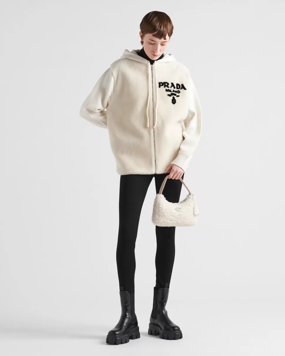 Prada Sudadera Holgada De Cachemir Y Piel Vuelta^Mujer TEJIDOS DE PUNTO