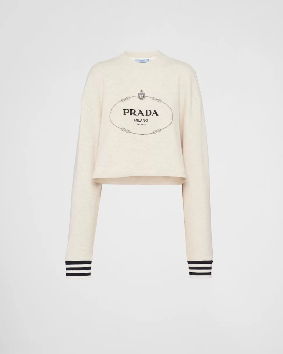 Prada Sudadera Holgada De Felpa De Algodón^Mujer CAMISETAS Y SUDADERAS