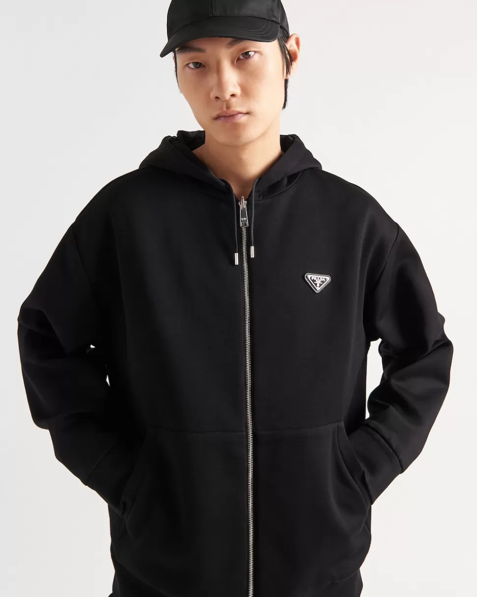 Prada Sudadera Reversible Con Capucha En Felpa De Algodón Y Re-nylon^Hombre ROPA DEPORTIVA Y SUDADERAS
