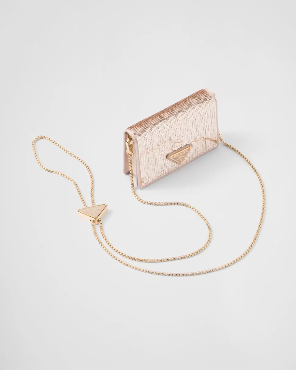 Prada Tarjetero Con Bandolera De Lentejuelas^Mujer CARTERAS Y TARJETEROS