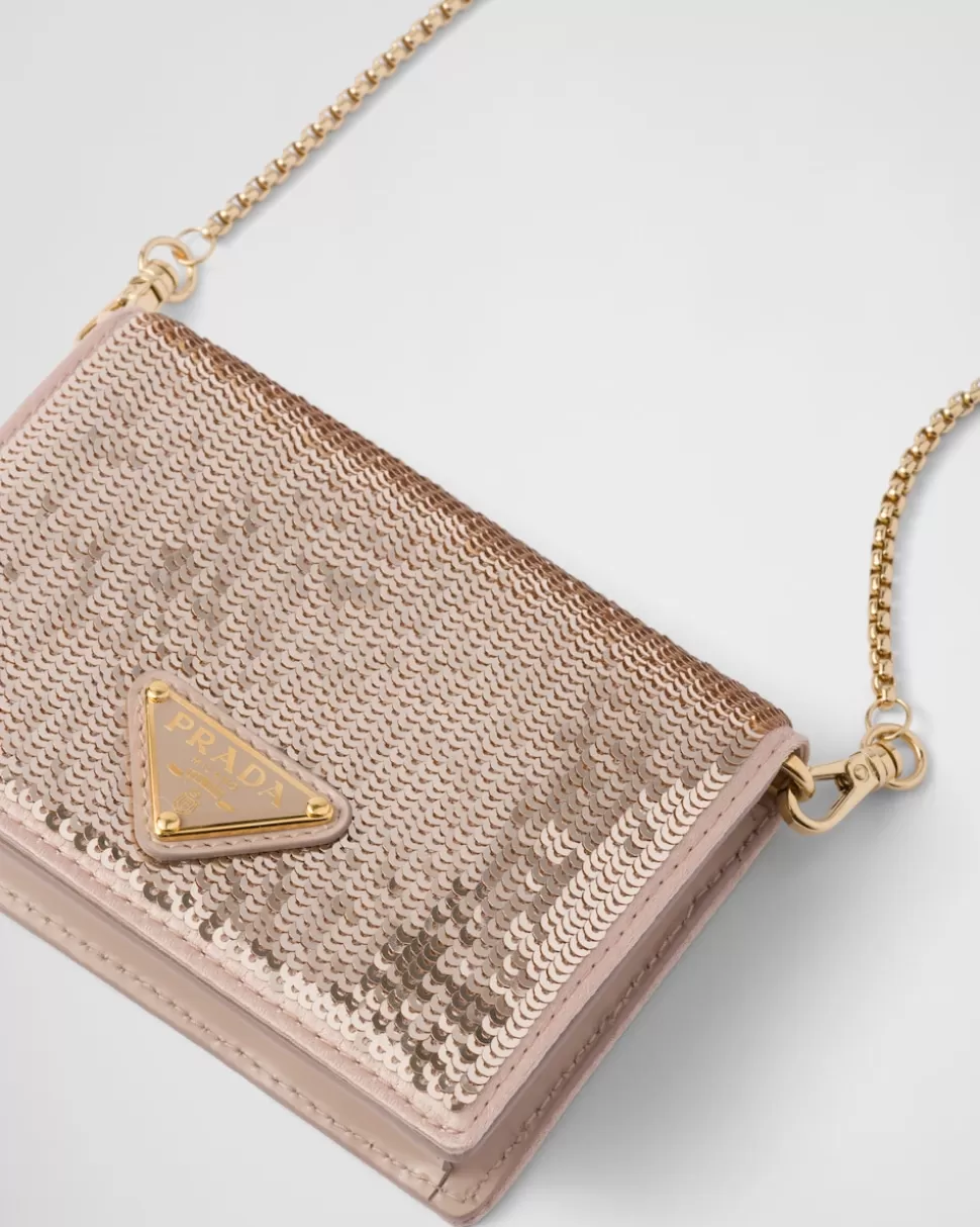 Prada Tarjetero Con Bandolera De Lentejuelas^Mujer CARTERAS Y TARJETEROS
