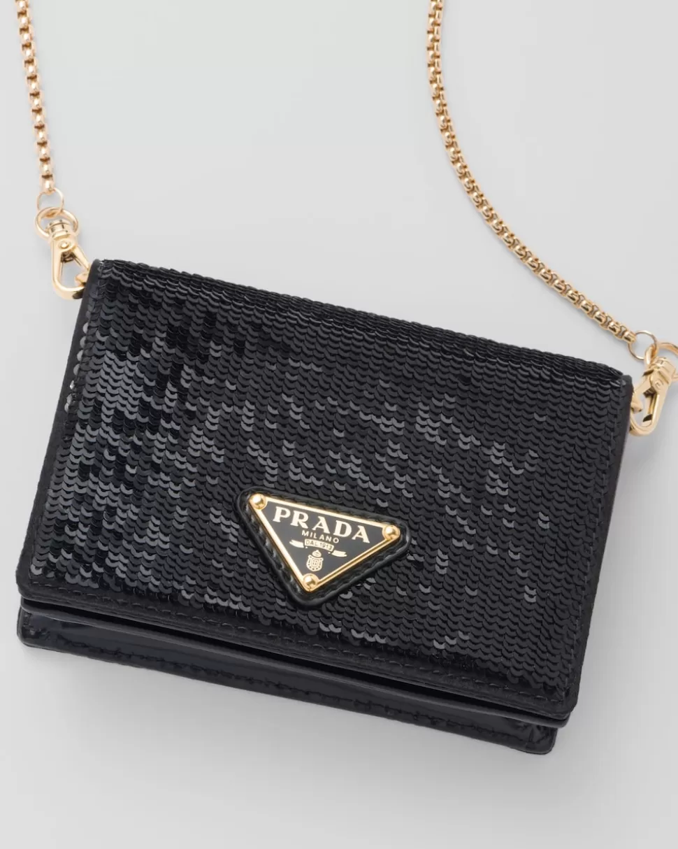Prada Tarjetero Con Bandolera De Lentejuelas^Mujer CARTERAS Y TARJETEROS