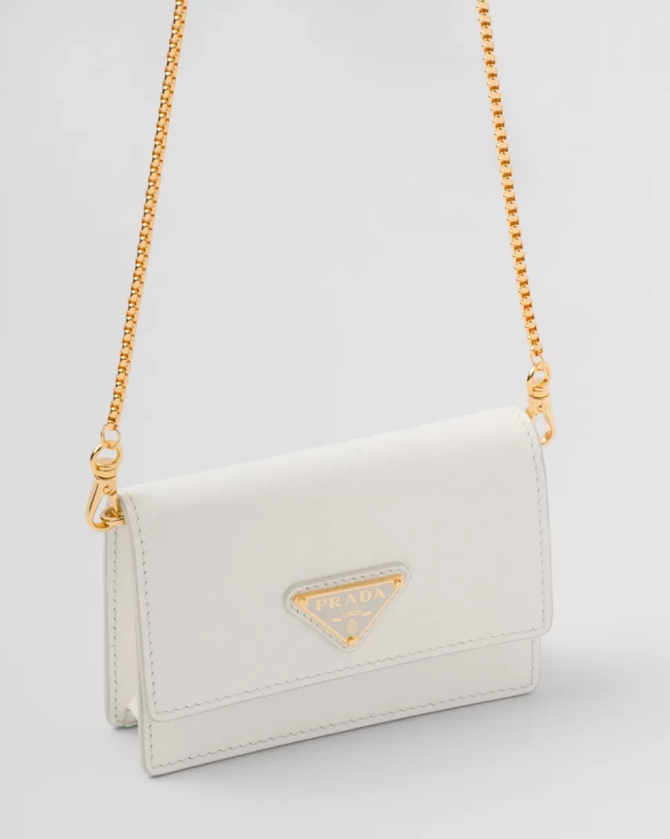Prada Tarjetero De Piel Saffiano Con Bandolera^Mujer CARTERAS Y TARJETEROS