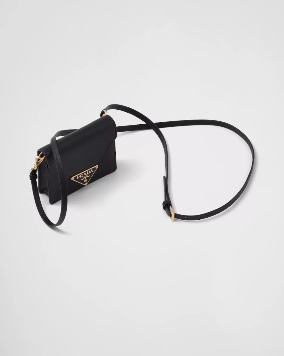 Prada Tarjetero De Piel Saffiano Con Bandolera^Mujer CARTERAS Y TARJETEROS