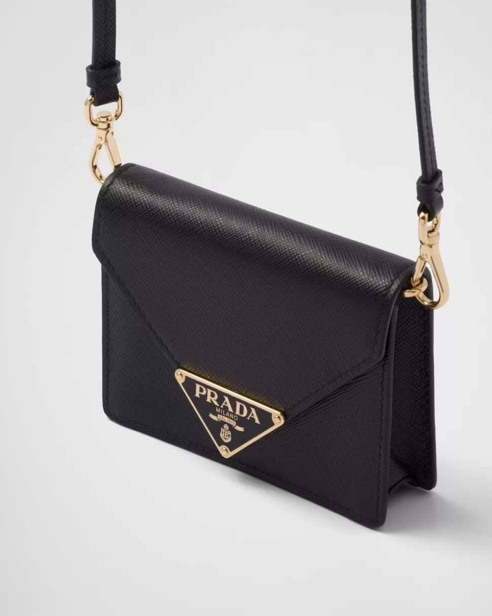 Prada Tarjetero De Piel Saffiano Con Bandolera^Mujer CARTERAS Y TARJETEROS