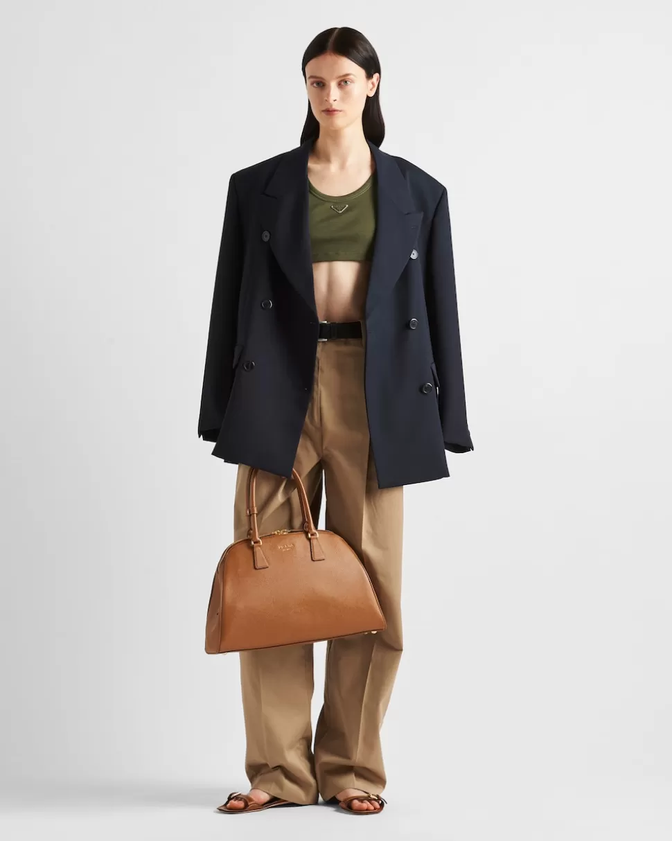 Prada Top Corto De Punto Acanalado^Mujer CAMISETAS Y SUDADERAS