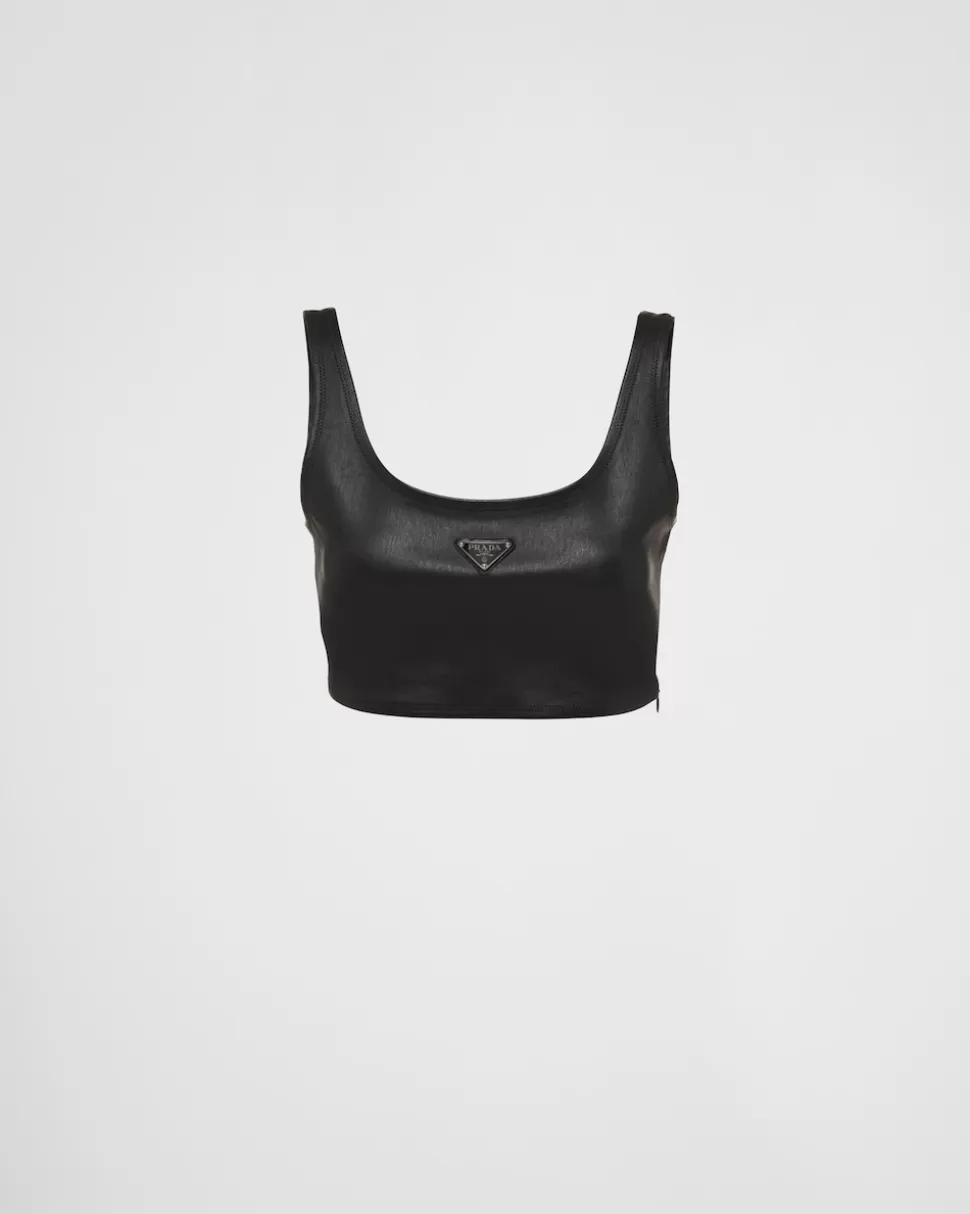 Prada Top De Napa Elástica^Mujer ROPA DE PIEL