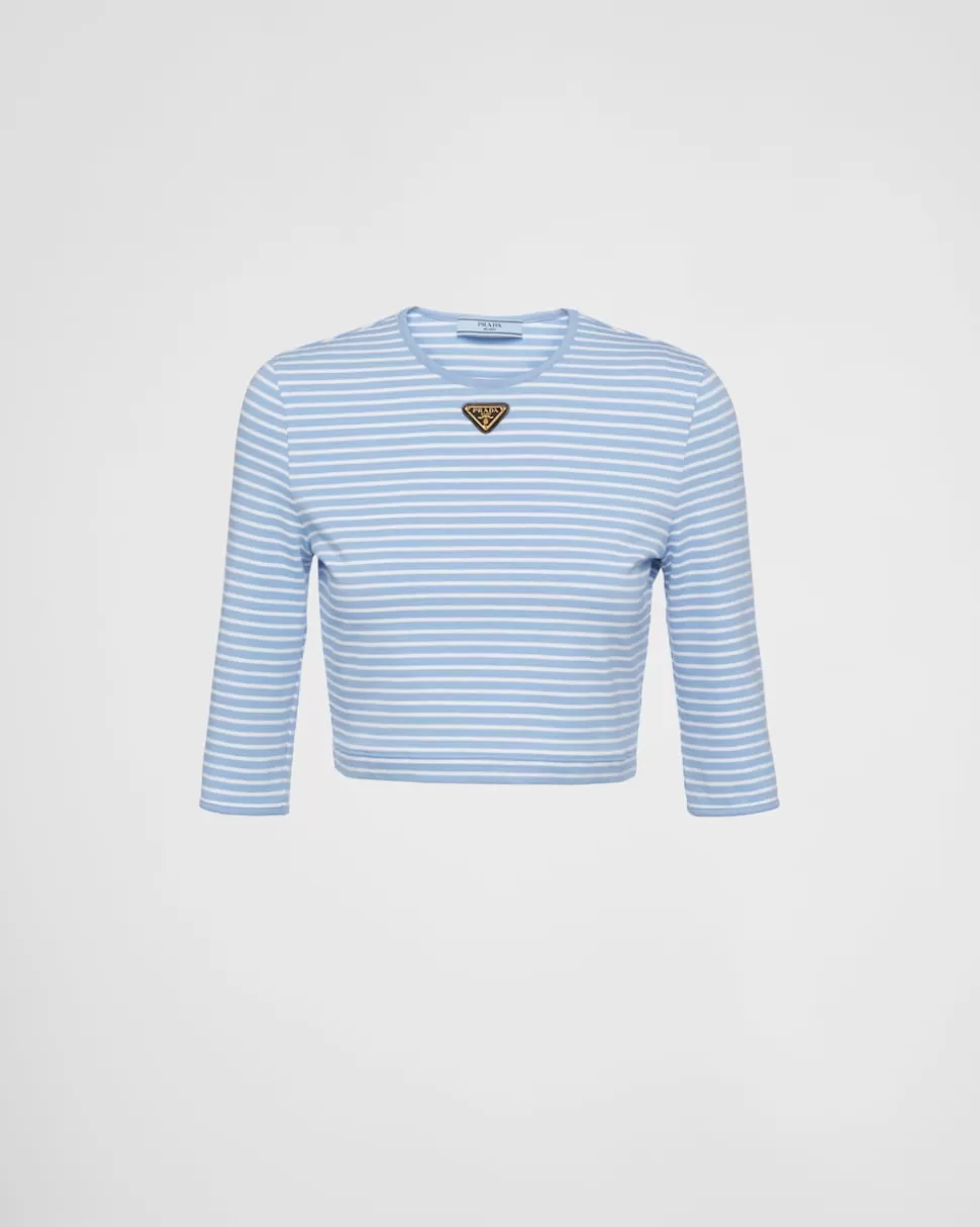 Prada Top De Punto A Rayas^Mujer CAMISETAS Y SUDADERAS