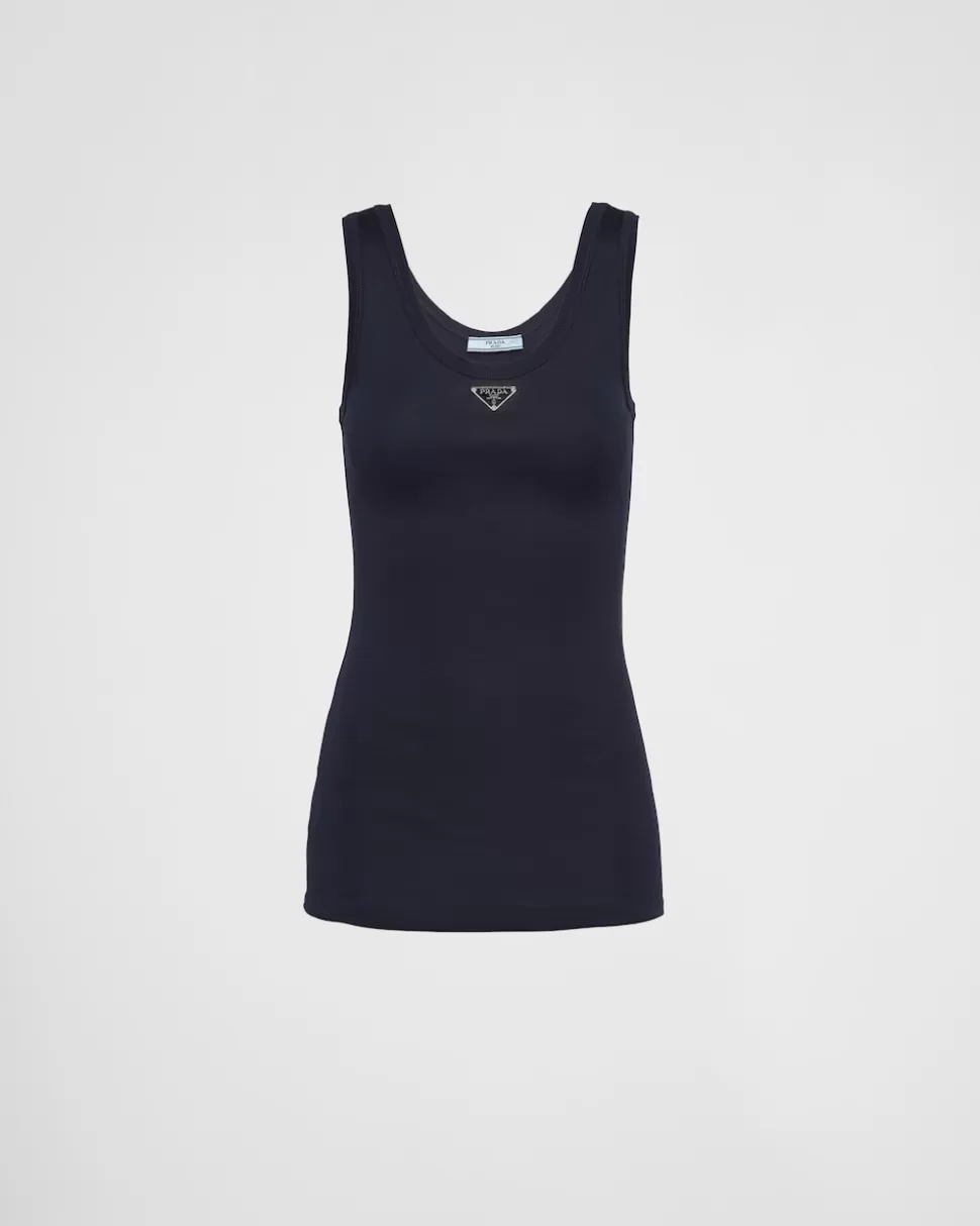 Prada Top De Punto Acanalado^Mujer CAMISETAS Y SUDADERAS