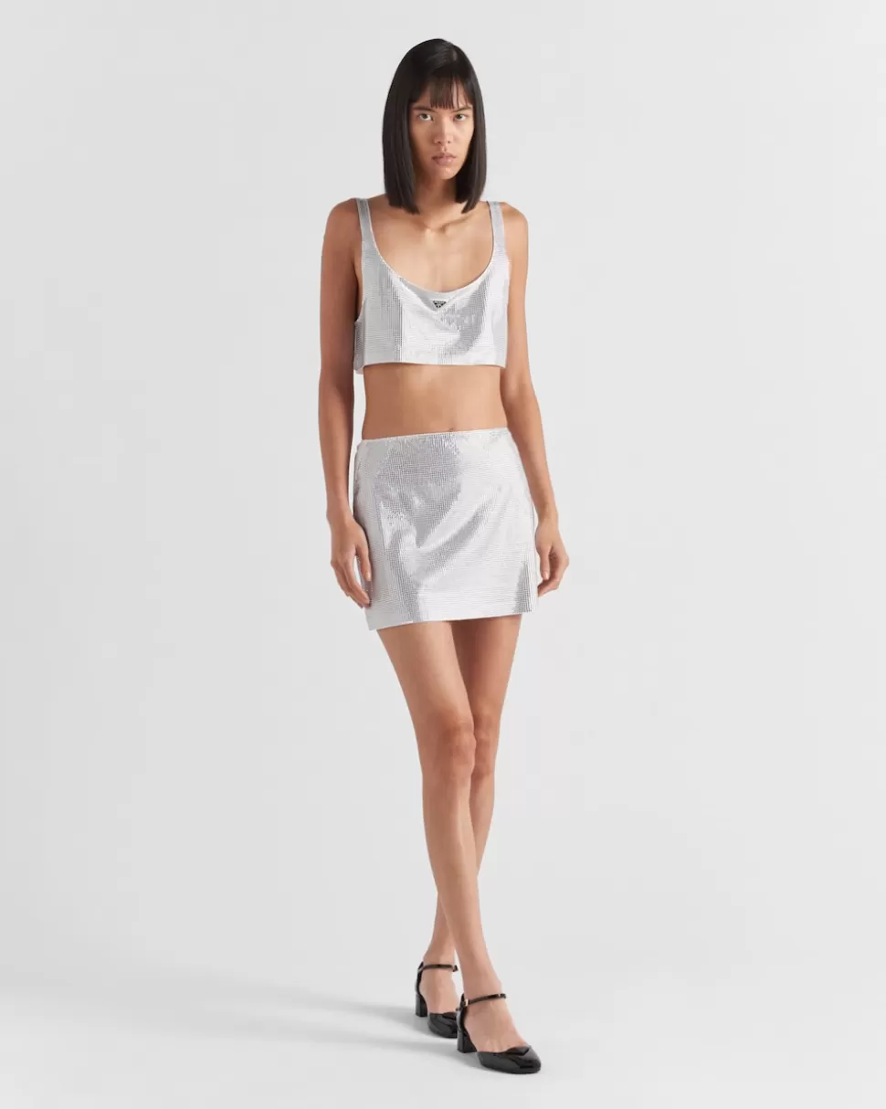 Prada Top De Punto Bordado^Mujer CAMISETAS Y SUDADERAS