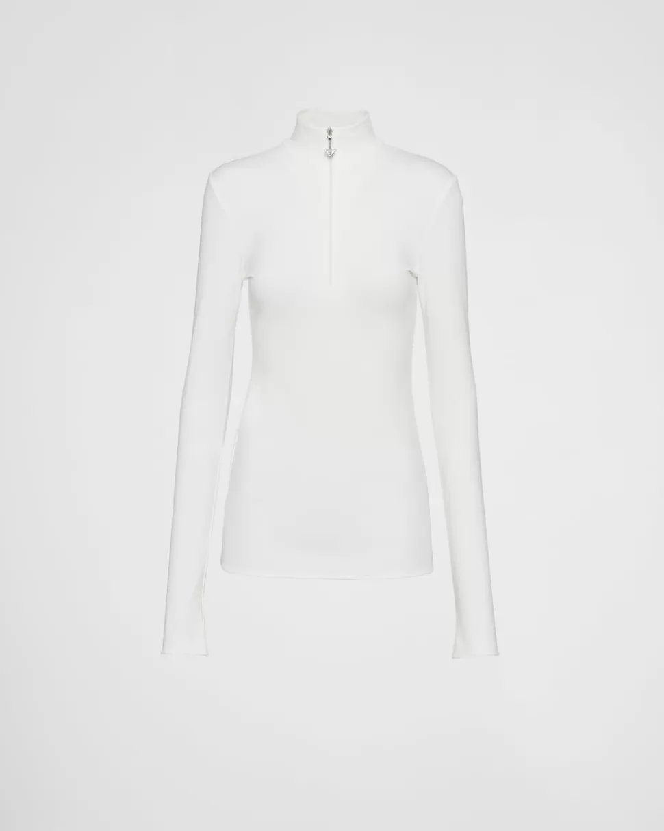 Prada Top De Punto Elástico^Mujer CAMISETAS Y SUDADERAS