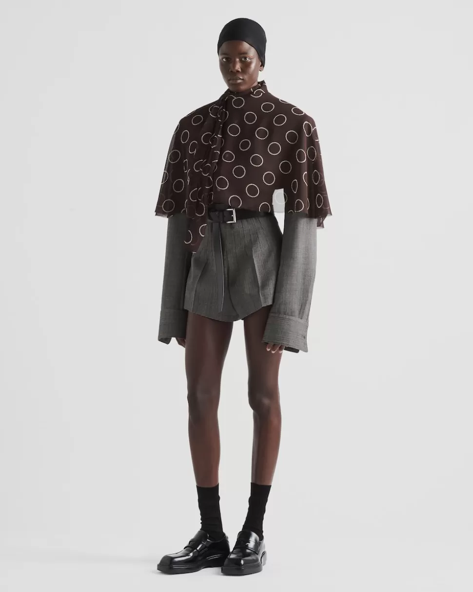 Prada Top De Seda Estampada^Mujer CAMISAS Y TOPS