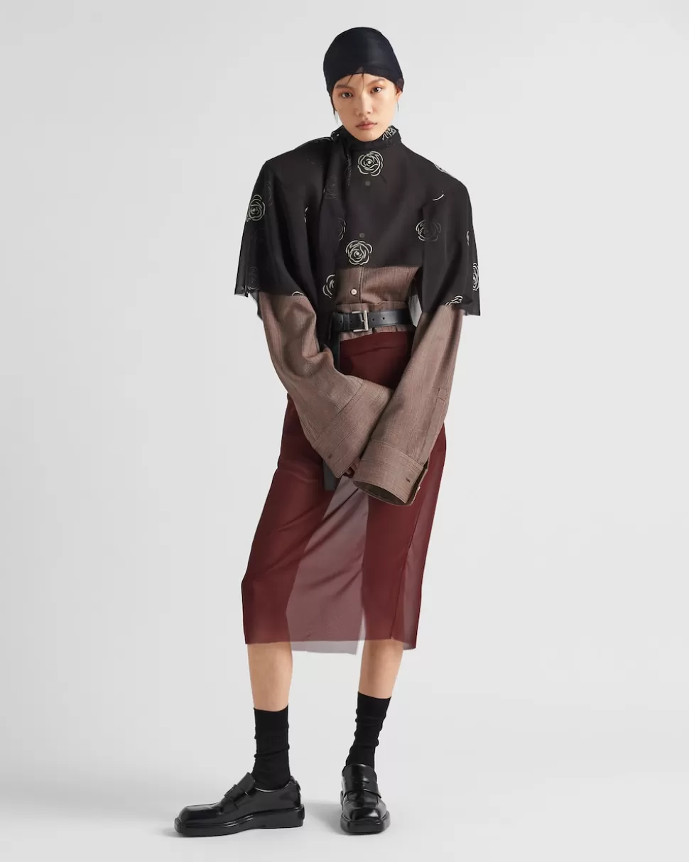 Prada Top De Seda Estampada^Mujer CAMISAS Y TOPS
