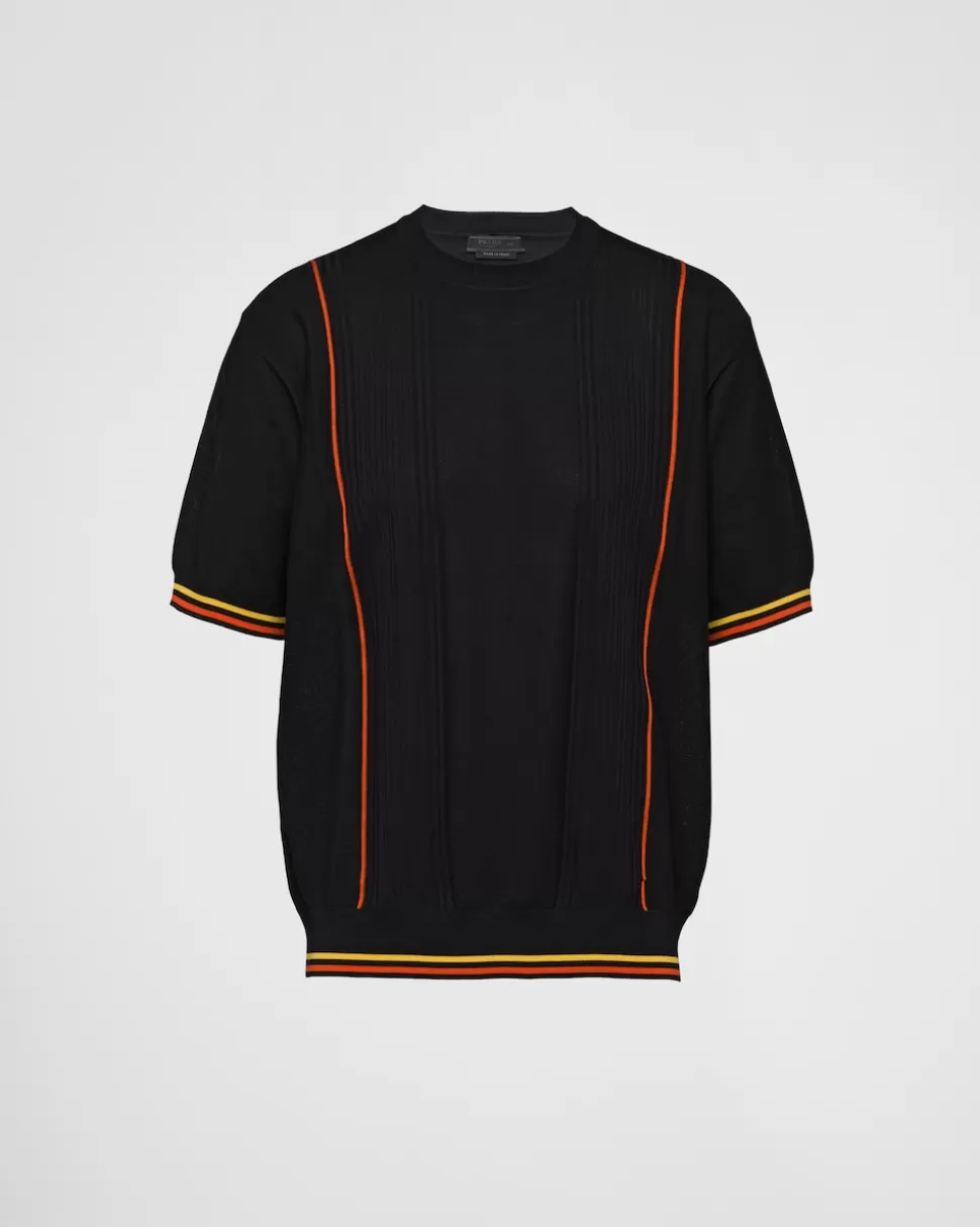Prada Top De Seda Y Algodón De Manga Corta^Hombre TEJIDOS DE PUNTO