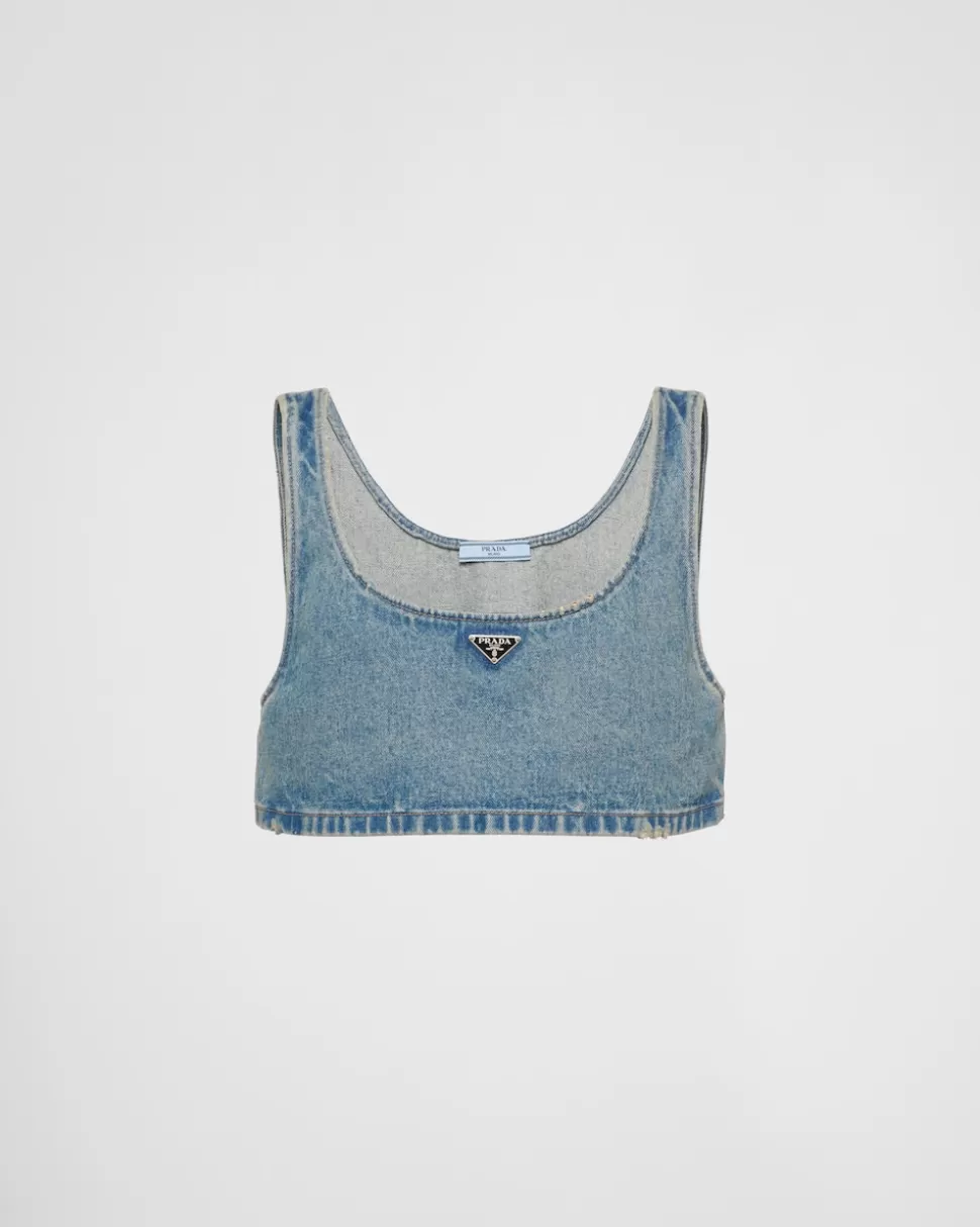Prada Top De Tejido Vaquero^Mujer TEJIDO VAQUERO