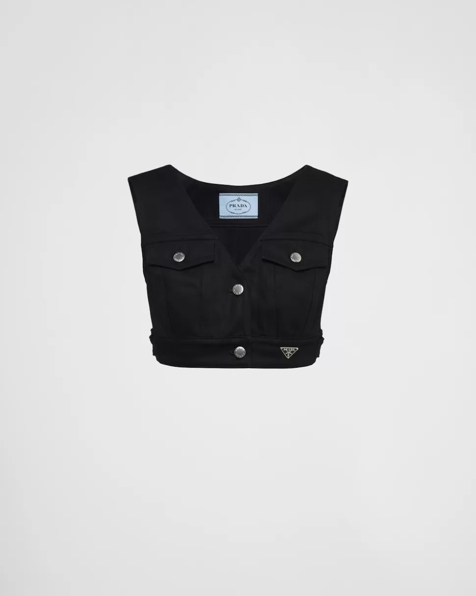 Prada Top De Tejido Vaquero Elástico^Mujer TEJIDO VAQUERO