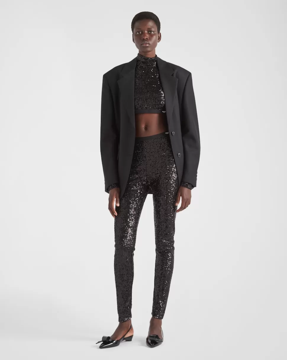 Prada Top Elástico De Lentejuelas^Mujer CAMISETAS Y SUDADERAS