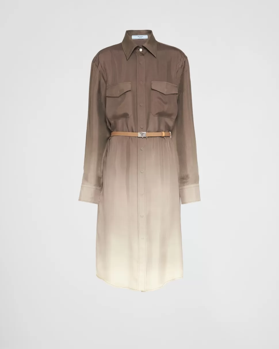 Prada Vestido Camisero En Sarga De Seda^Mujer VESTIDOS