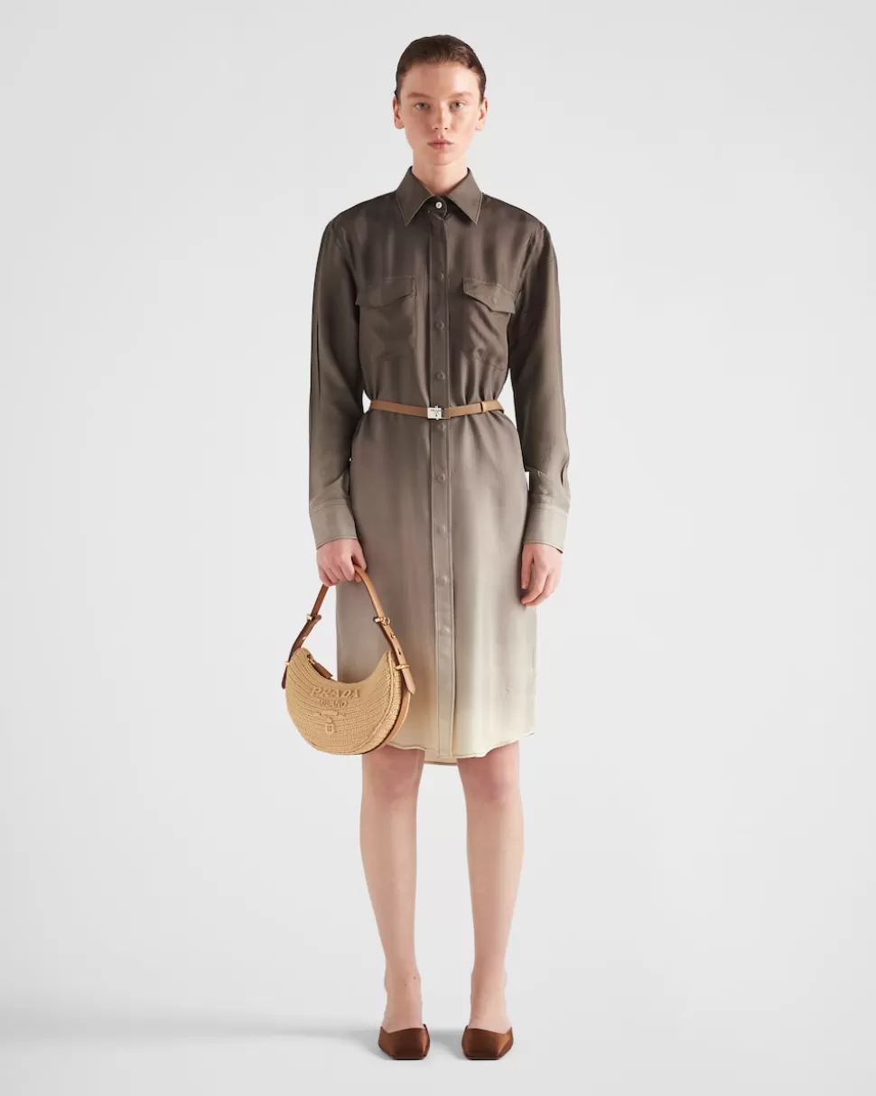 Prada Vestido Camisero En Sarga De Seda^Mujer VESTIDOS