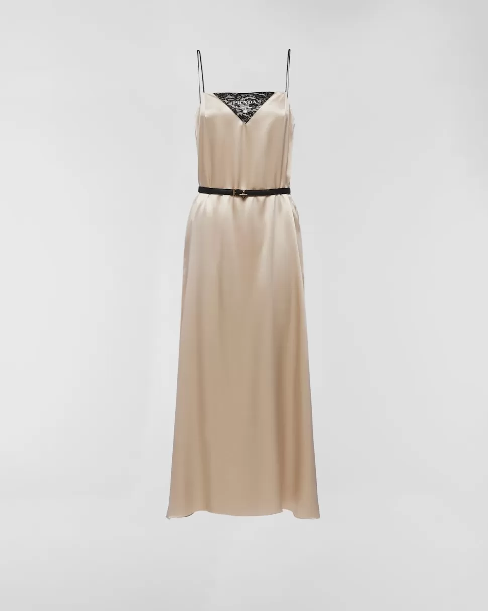 Prada Vestido De Crepé De Satén^Mujer VESTIDOS