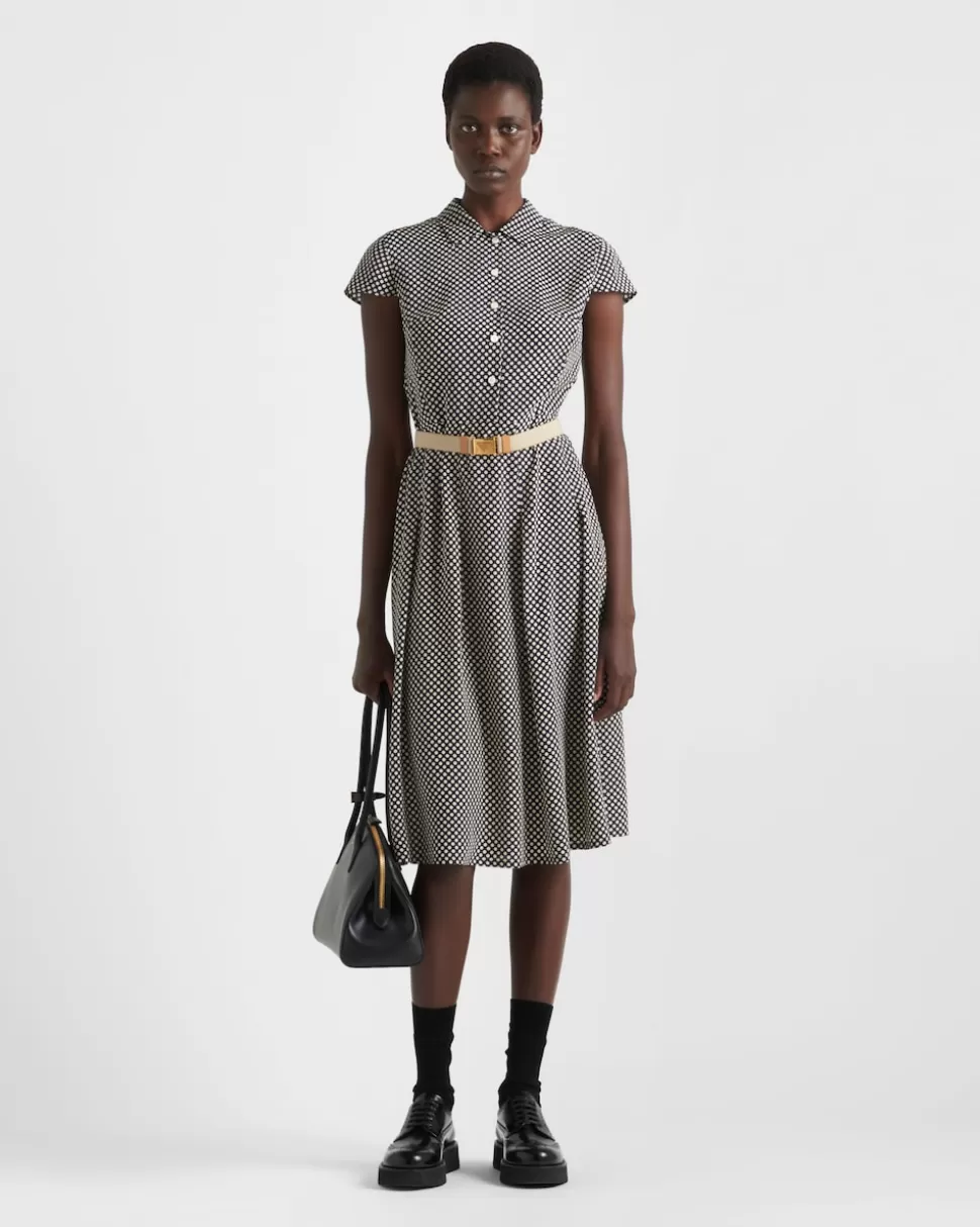Prada Vestido De Crepé Estampado^Mujer VESTIDOS