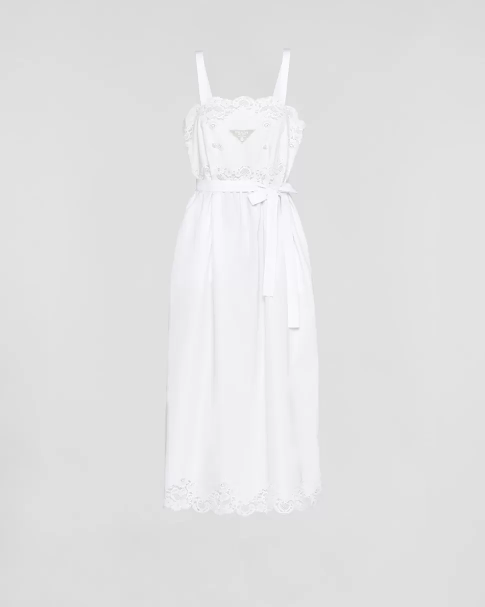 Prada Vestido De Encaje Y Popelín Bordado^Mujer VESTIDOS