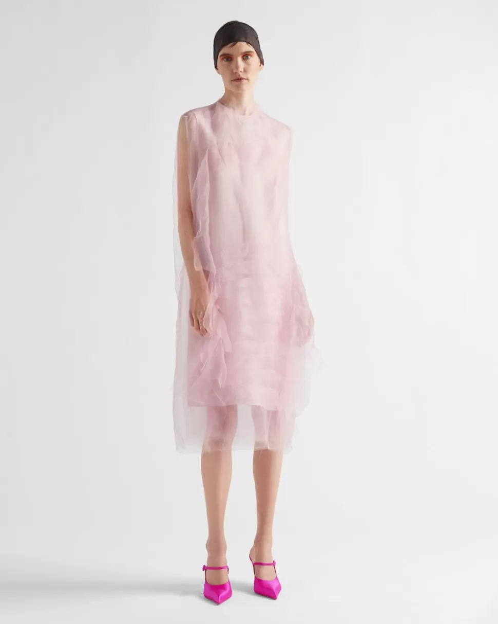 Prada Vestido De Gasa Técnica^Mujer VESTIDOS