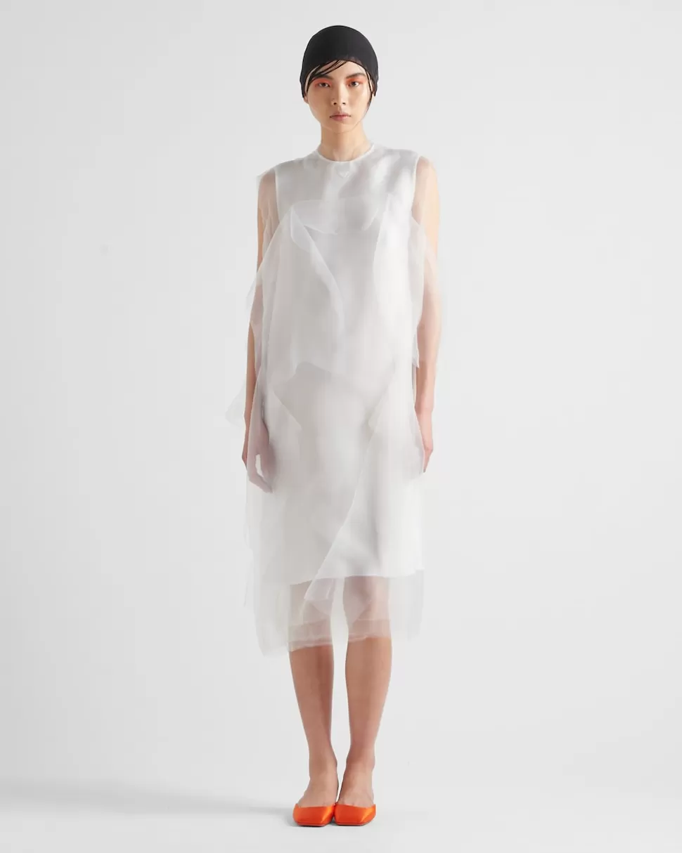 Prada Vestido De Gasa Técnica^Mujer VESTIDOS