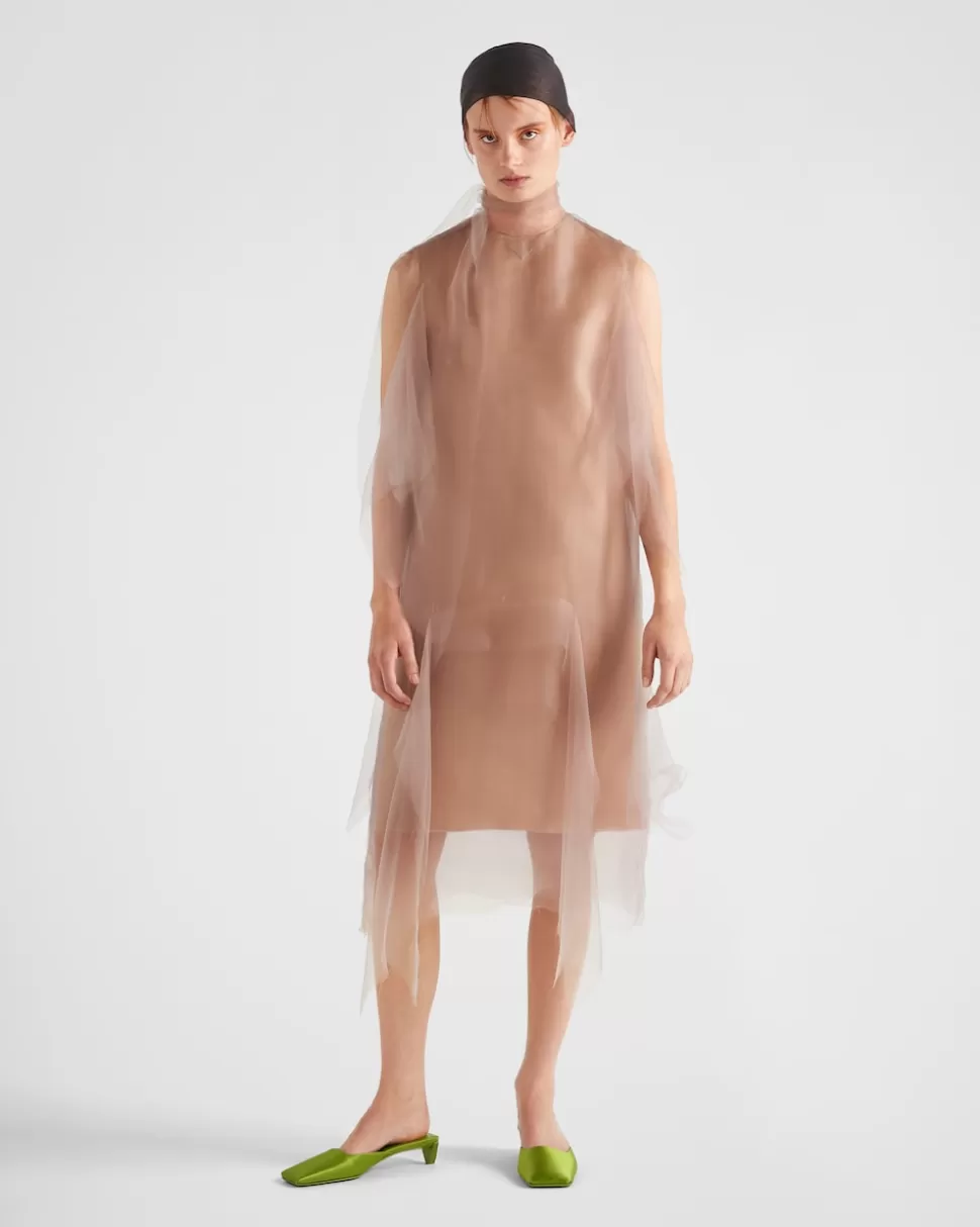 Prada Vestido De Gasa Técnica^Mujer VESTIDOS