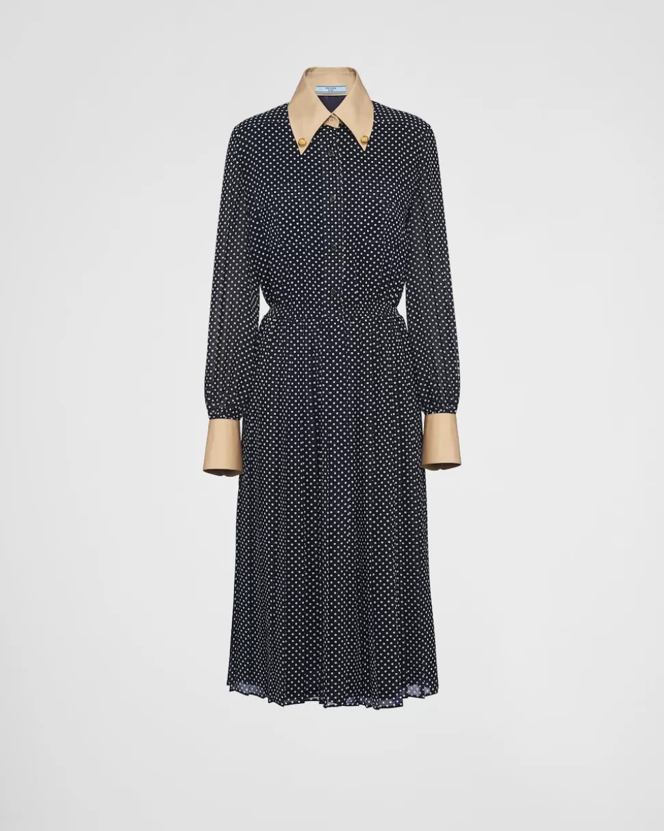 Prada Vestido De Georgette Con Lunares^Mujer VESTIDOS