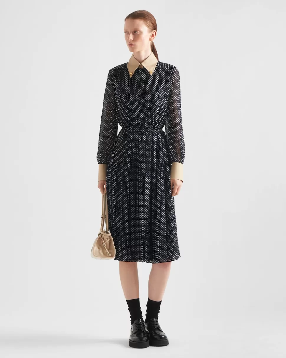 Prada Vestido De Georgette Con Lunares^Mujer VESTIDOS
