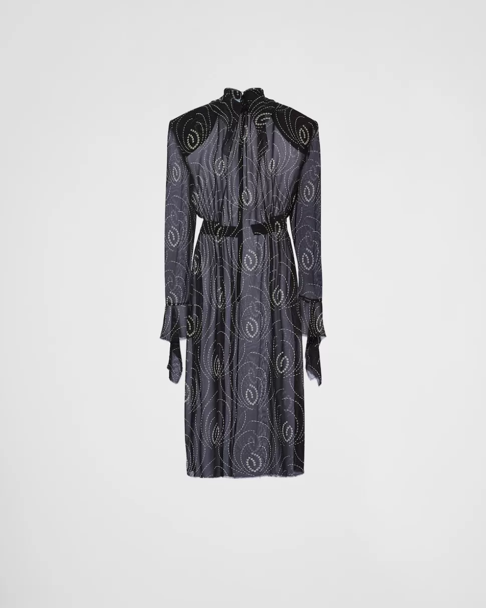 Prada Vestido De Georgette Estampado^Mujer VESTIDOS