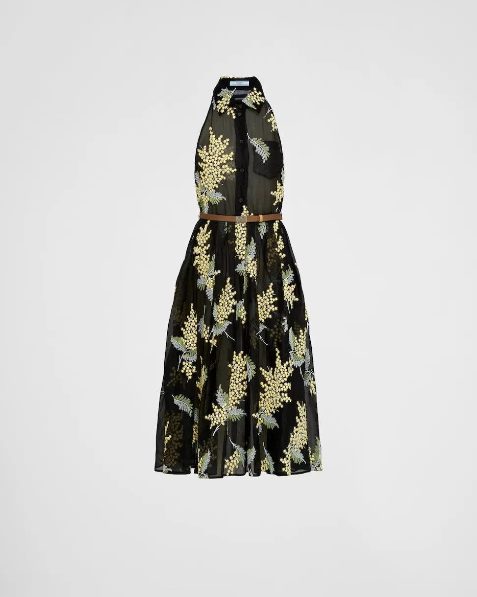 Prada Vestido De Organza Bordado^Mujer VESTIDOS